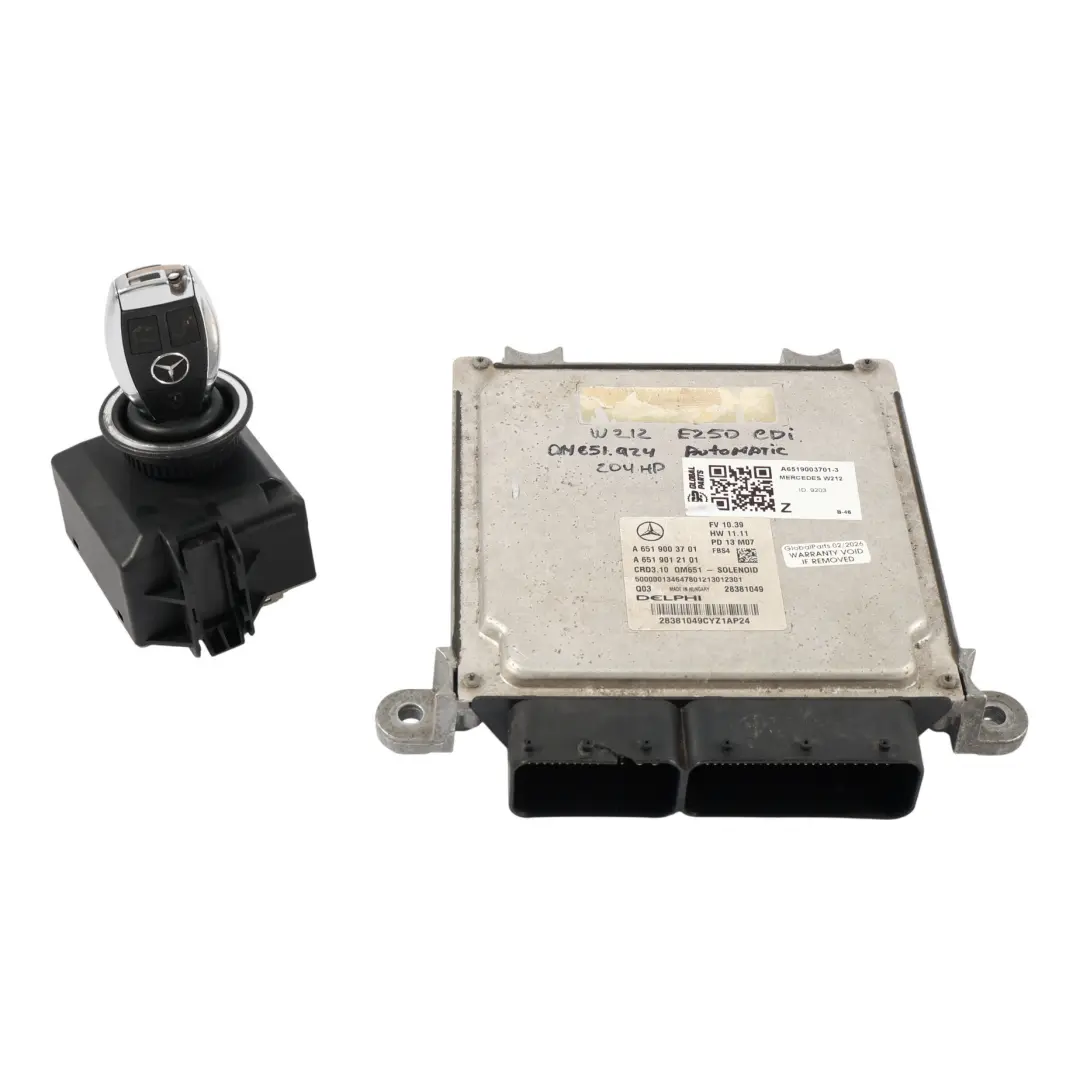 Mercedes W212 OM651.924 204CH Kit Calculateur Moteur Automatique - SKU A6519003701-3 - Numéro de pièce A6519003701