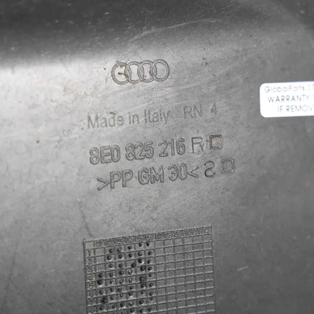 Protección Bajos Suelo Panel Cobertura Trasero Derecho para Audi A4 B7 con número de pieza A8E0825216R Audi A4 B7 Protección Bajos Suelo Panel Cobertura Trasero Derecho - SKU A8E0825216R - Número de pieza A8E0825216R