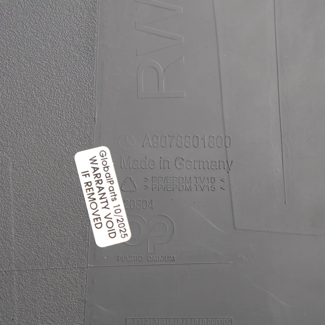 W907 Rear Bumper Corner Trim Panel Left N/S Black to Mercedes with Part number A9078853500 Mercedes W907 Rear Bumper Corner Trim Panel Left N/S Black - SKU A9078853500-1 - Part number A9078853500