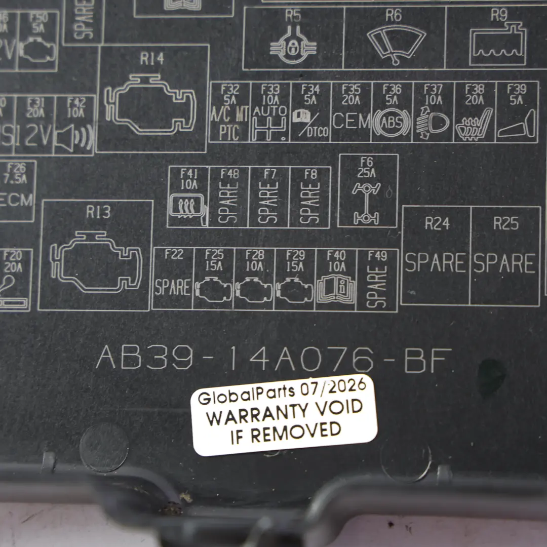 Ford Ranger MK6 Boîtier Module Fusibles Couvercle Panneau - SKU AB39-14A076-BF - Numéro de pièce AB39-14A076-BF