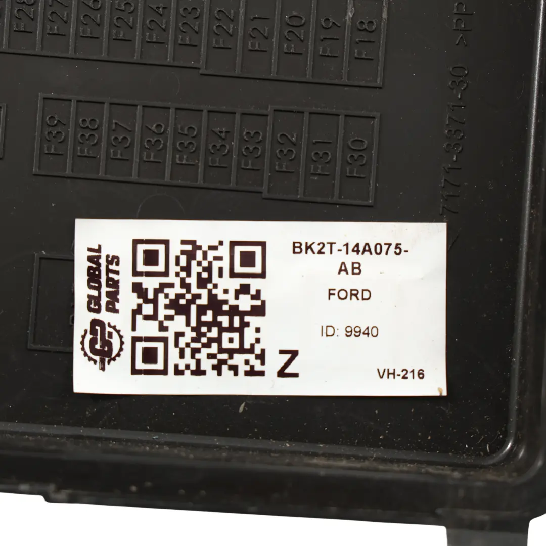 Bay Fuse Relay Box Cover Top Lid to Ford Transit Custom Engine with Part number BK2T-14A075-AB Ford Transit Custom Engine Bay Fuse Relay Box Cover Top Lid - SKU BK2T-14A075-AB - Part number BK2T-14A075-AB