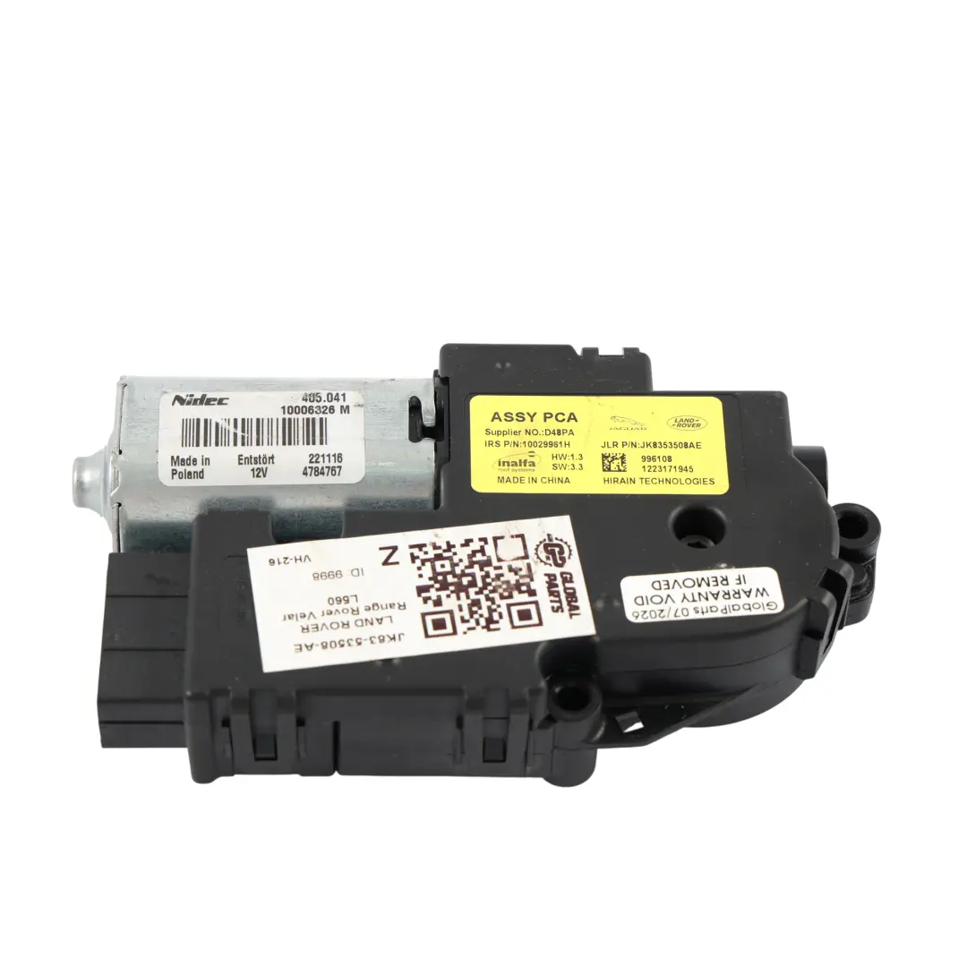 Range Rover Velar L560 Panoramic Sun Roof Motor Mechanism Unit JK8353508AE - SKU JK83-53508-AE - Part number JK83-53508-AE