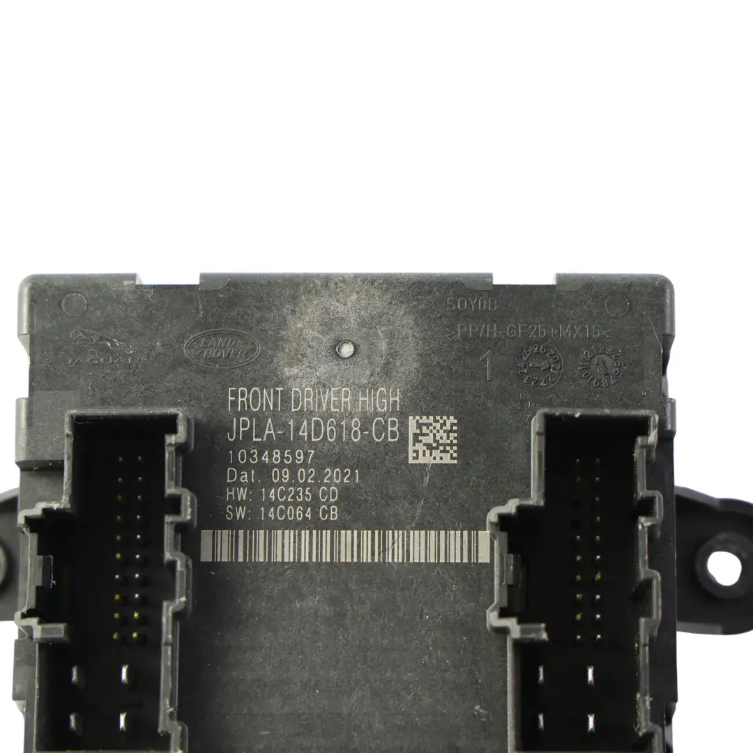 Front Door Control Module ECU Driver Side to Land Rover Evoque L551 with Part number JPLA-14D618-CB Land Rover Evoque L551 Front Door Control Module ECU Driver Side - SKU JPLA-14D618-CB - Part number JPLA-14D618-CB