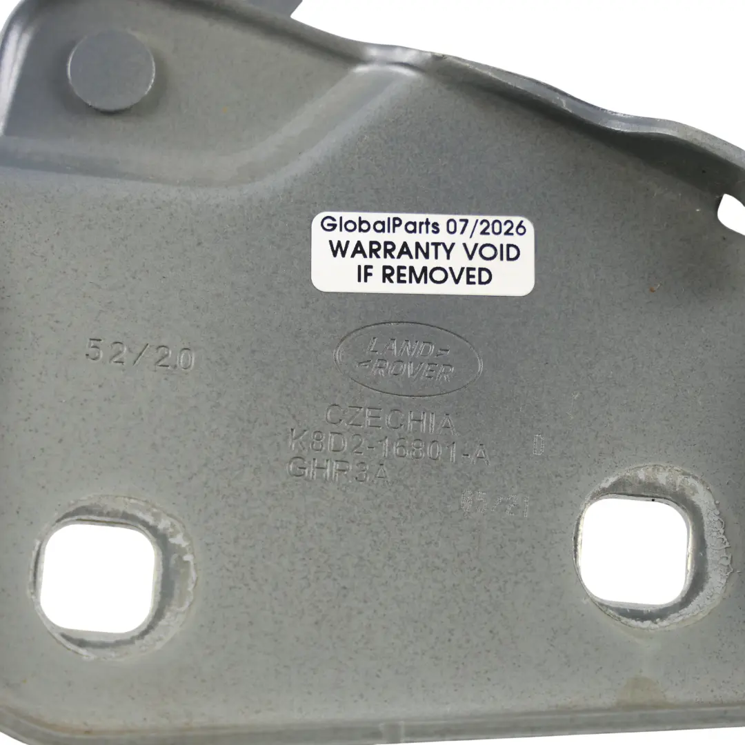 Front Bonnet Hinge Left N/S Nolita Grey - LOJ to Range Rover Evoque L551 with Part number K8D2-16801-AD Range Rover Evoque L551 Front Bonnet Hinge Left N/S Nolita Grey - LOJ - SKU K8D2-16801-AD-NOL - Part number K8D2-16801-AD