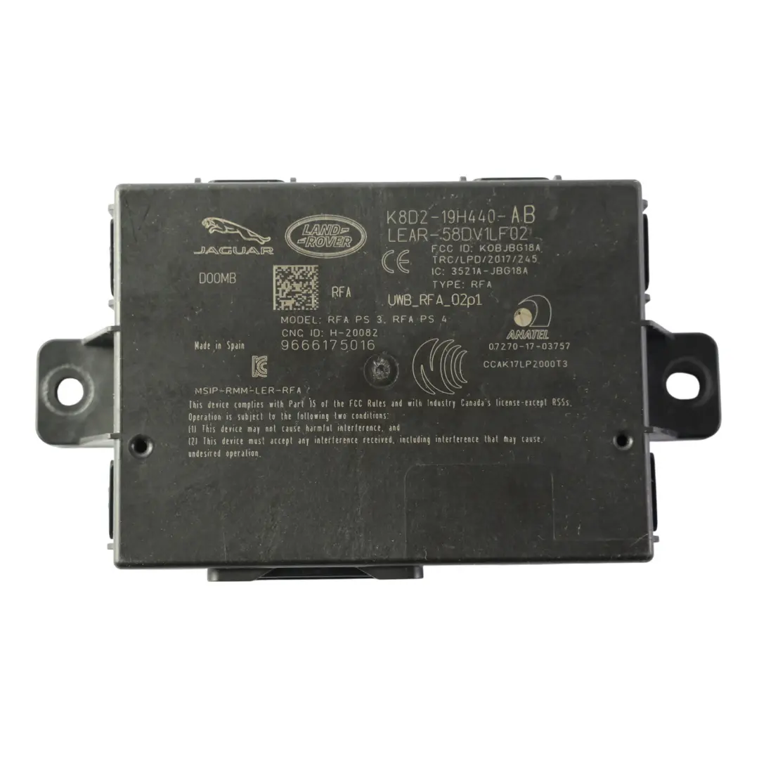 Module Contrôle Sans Clé pour Land Rover Evoque L551 Discovery L550 à propos du numéro de pièce K8D2-19H440-AB Land Rover Evoque L551 Discovery L550 Module Contrôle Sans Clé - SKU K8D2-19H440-AB - Numéro de pièce K8D2-19H440-AB