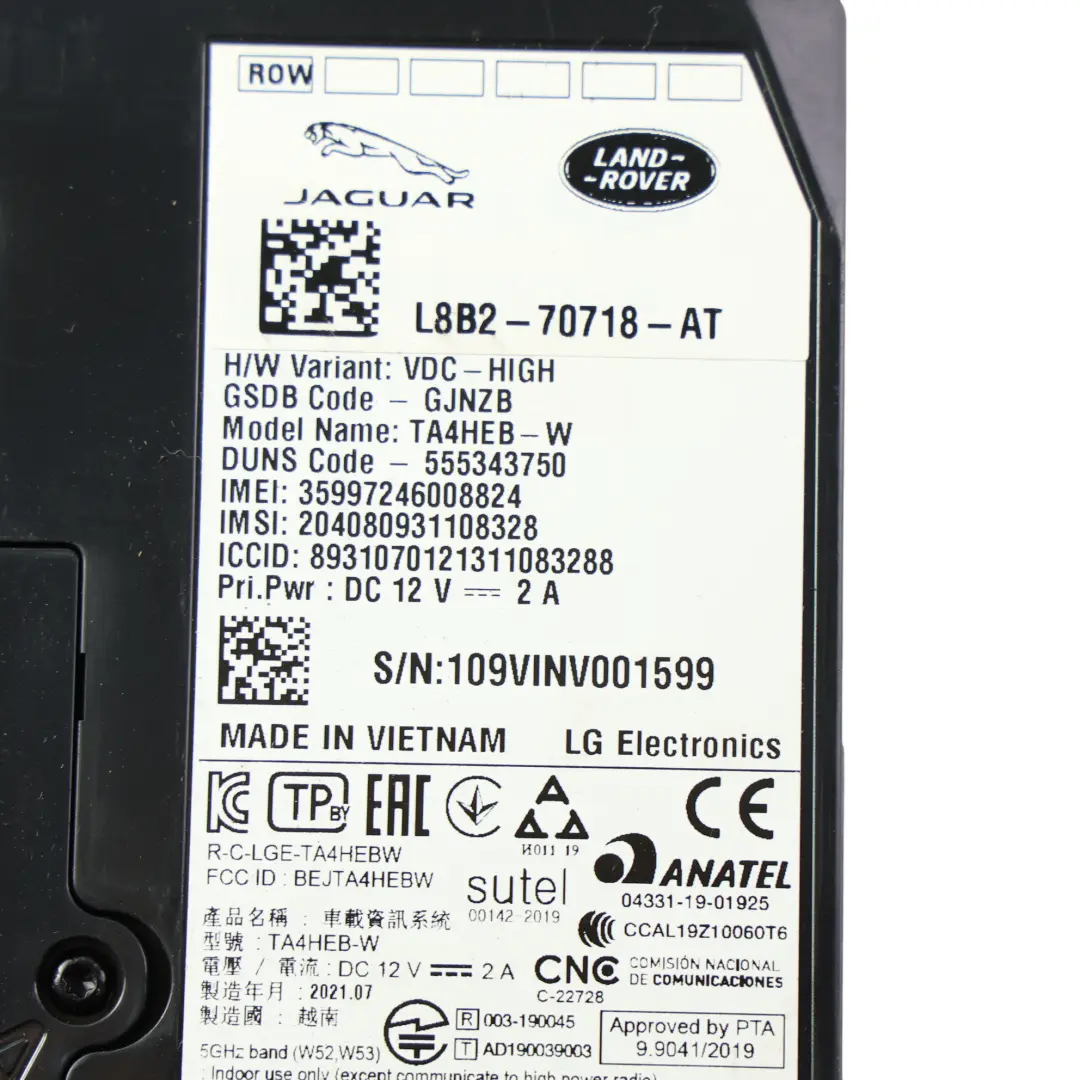 Range Rover Velar L560 Telematik Steuergerät Modul - SKU L8B2-70718-AT - Teilenummer L8B2-70718-AT