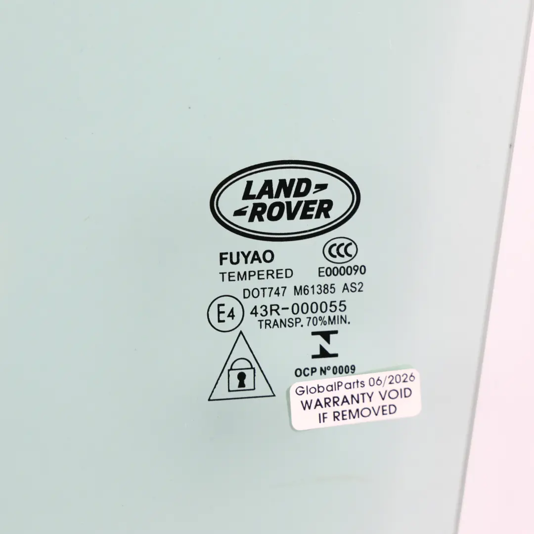 Range Rover Velar L560 Rear Door Window Glass Left N/S AS2 Green J8A2-25713-AB - SKU LR093212 - Part number LR093212