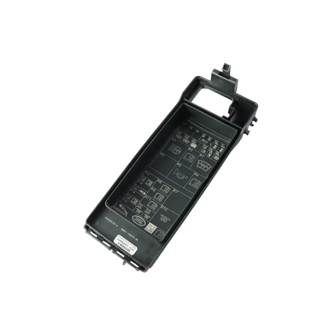Fuse Box Unit Upper Cover Cap Trim to Range Rover Velar L560 with Part number M8A2-14A076-AA Range Rover Velar L560 Fuse Box Unit Upper Cover Cap Trim - SKU M8A2-14A076-AA - Part number M8A2-14A076-AA