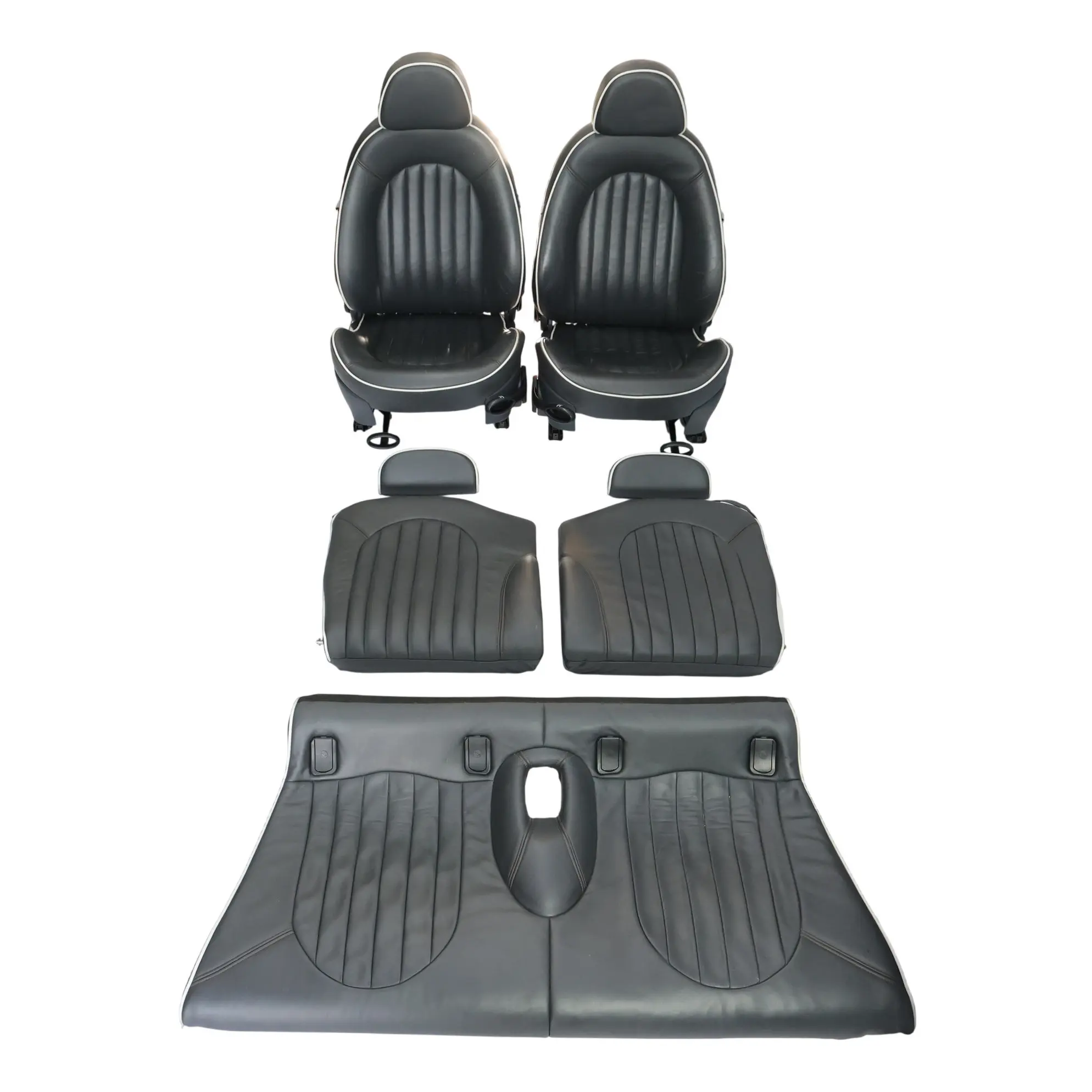 Mini R52 Sitze Sportleder Englisch Schwarz Vorne Hinten Seitenschweller KIT SET