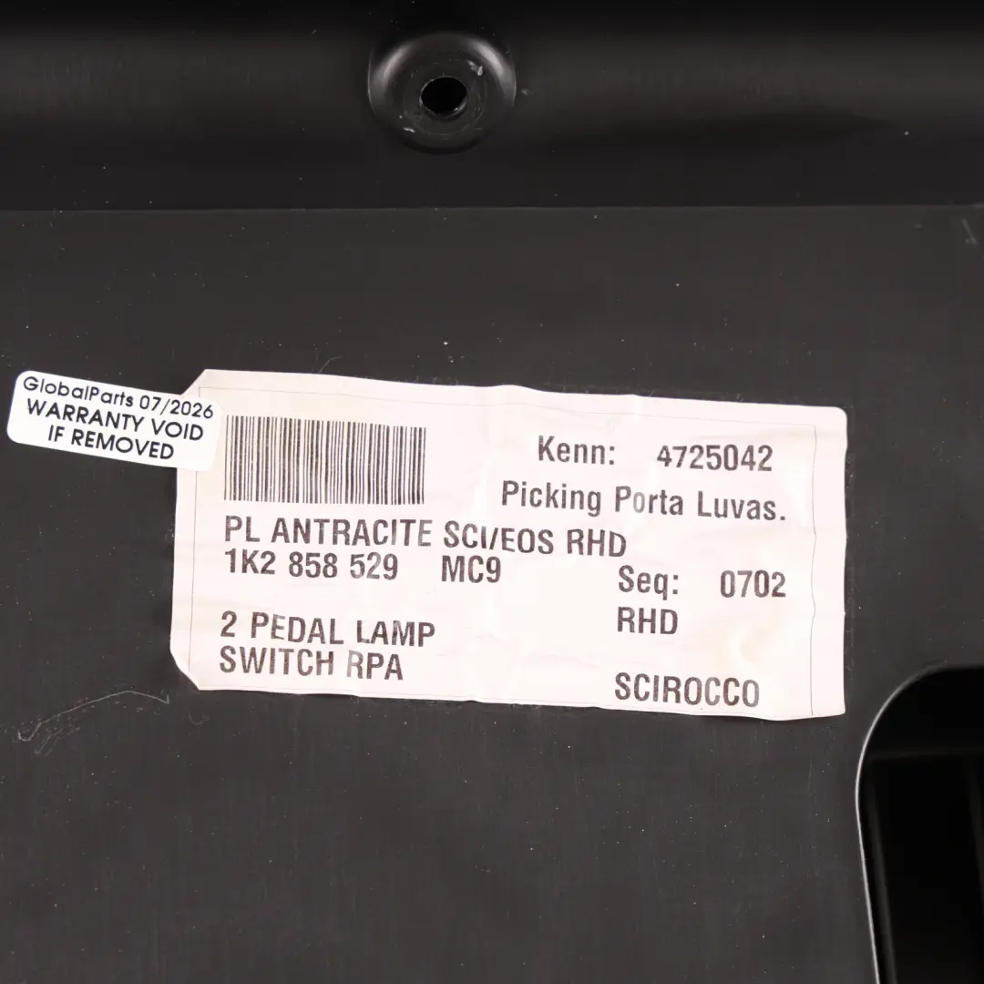 Glove Box Dashboard Storage Tray Stowage Compartment to VW Volkswagen Eos with Part number 1K2857290 VW Volkswagen Eos Glove Box Dashboard Storage Tray Stowage Compartment - SKU RHD-1K2857290-1 - Part number 1K2857290