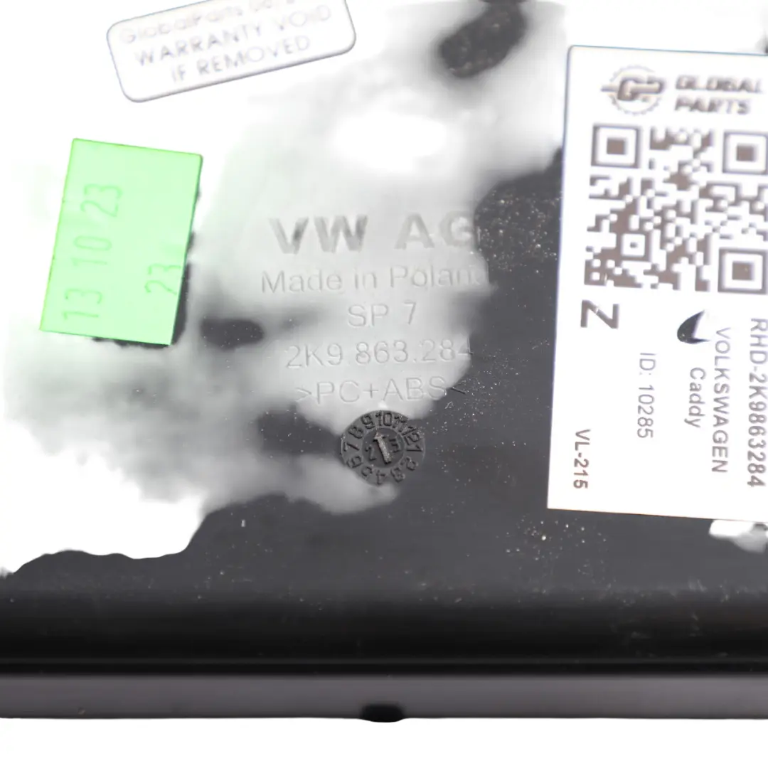 Volkswagen Caddy SB Centre Console Storage Box Compartment Pad - SKU RHD-2K9863284 - Part number 2K9863284