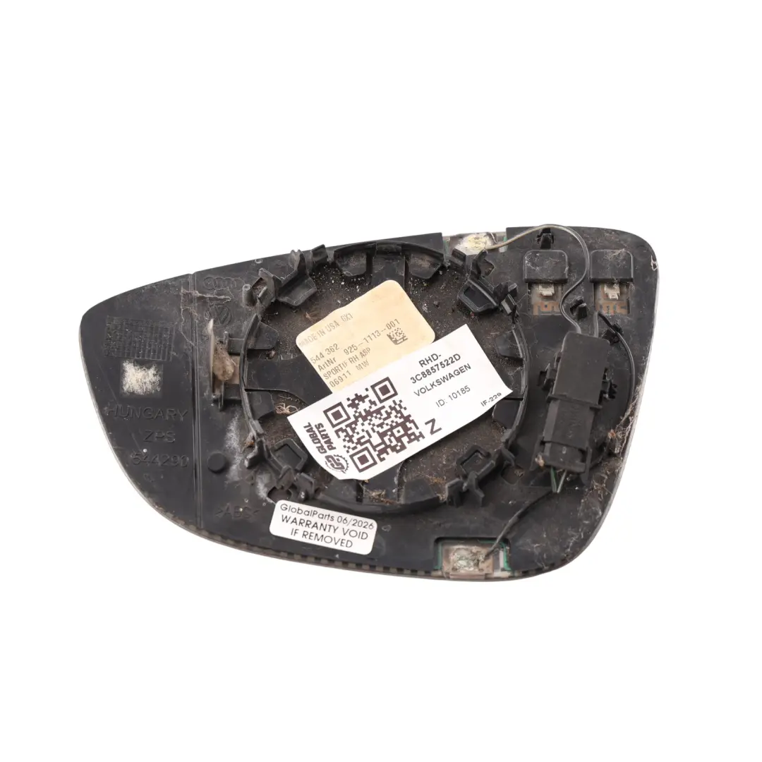 Mirror Glass Heated Auto Dimming Right O/S to Volkswagen Passat B7 with Part number 3C8857522D Volkswagen Passat B7 Mirror Glass Heated Auto Dimming Right O/S - SKU RHD-3C8857522D - Part number 3C8857522D