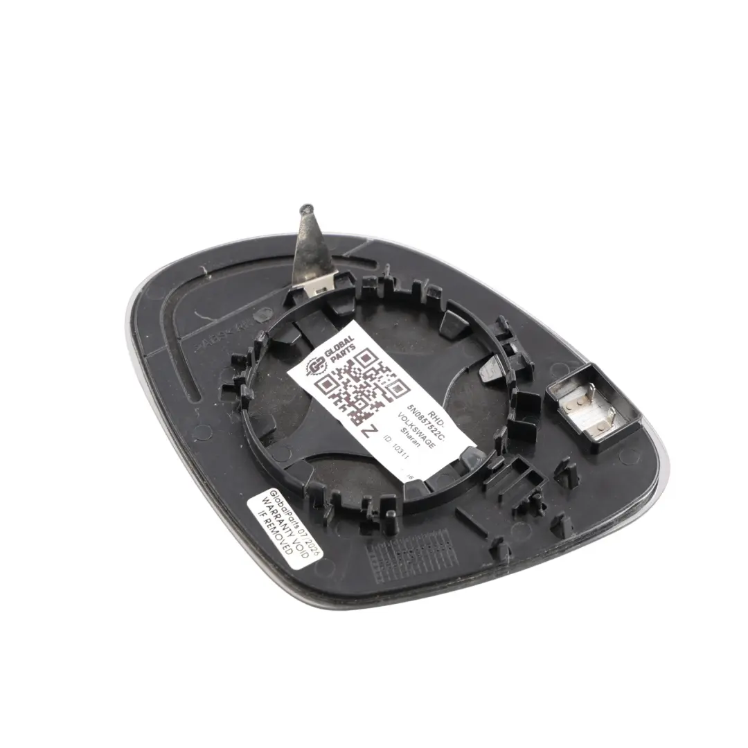 Volkswagen VW Sharan 7N Front Door Wing Mirror Glass Insert Right O/S - SKU RHD-5N0857522C-1 - Part number 5N0857522C
