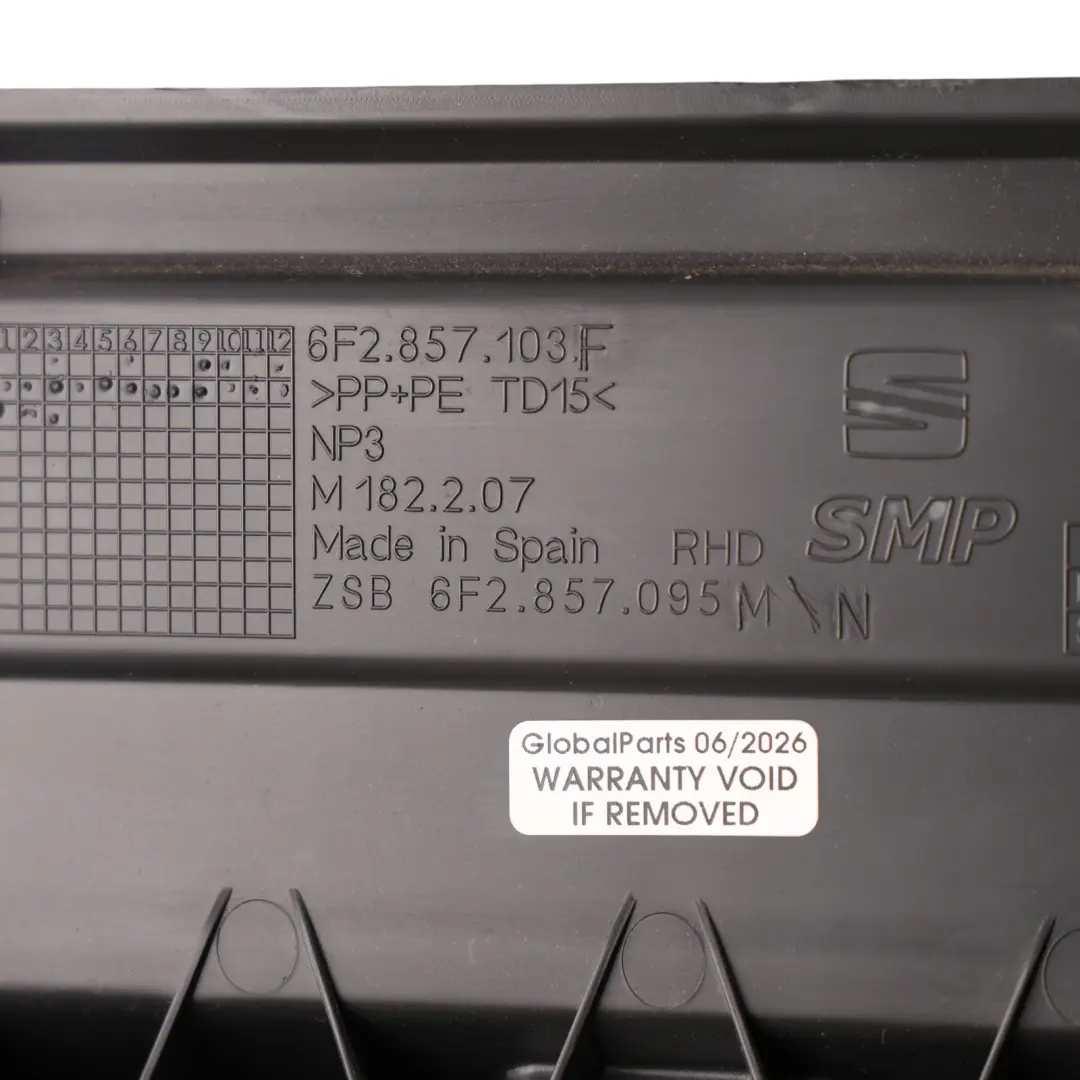 Seat Ibiza Mk5 Dashboard Glovebox Compartment Storage Black - SKU RHD-6F2857095N - Part number 6F2857095N