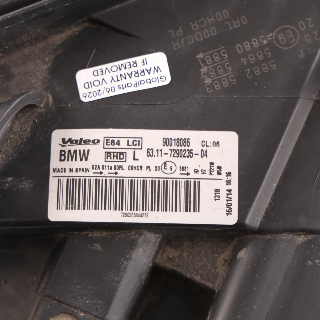 Headlight Headlamp BMW X1 E84 Lamp Light Front Left N/S to with Part number 7290235 Headlight Headlamp BMW X1 E84 Lamp Light Front Left N/S - SKU RHD-7290235-3 - Part number 7290235