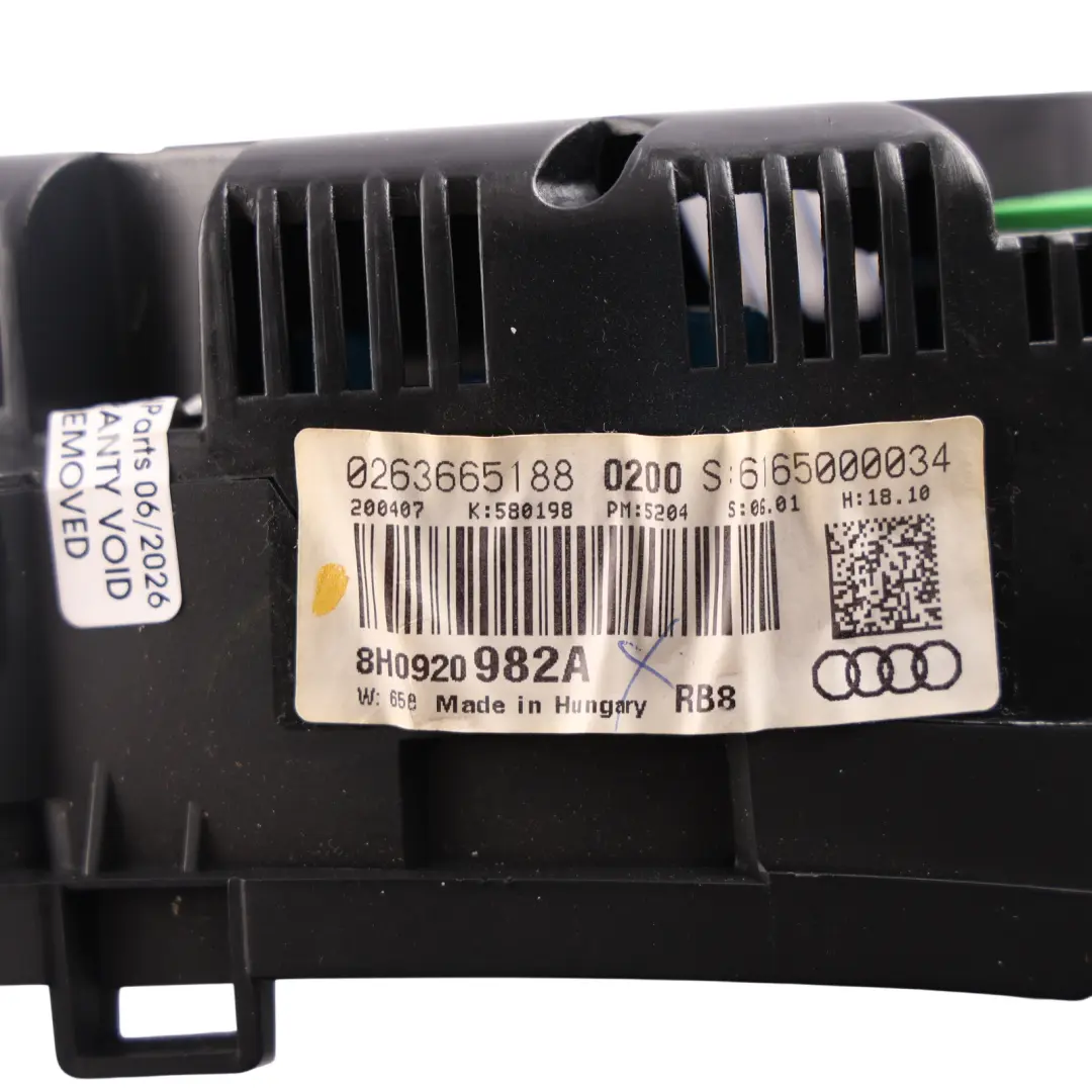 Instrument Cluster Speedometer Clocks Petrol Automatic 8H0920982 to Audi A4 B7 with Part number 8H0920982A Audi A4 B7 Instrument Cluster Speedometer Clocks Petrol Automatic 8H0920982 - SKU RHD-8H0920982A - Part number 8H0920982A