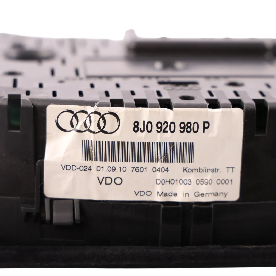 Instrument Cluster Speedo Clocks Petrol Automatic to Audi TT 8J Petrol with Part number 8J0920980P Audi TT 8J Petrol Instrument Cluster Speedo Clocks Petrol Automatic - SKU RHD-8J0920980P-1 - Part number 8J0920980P