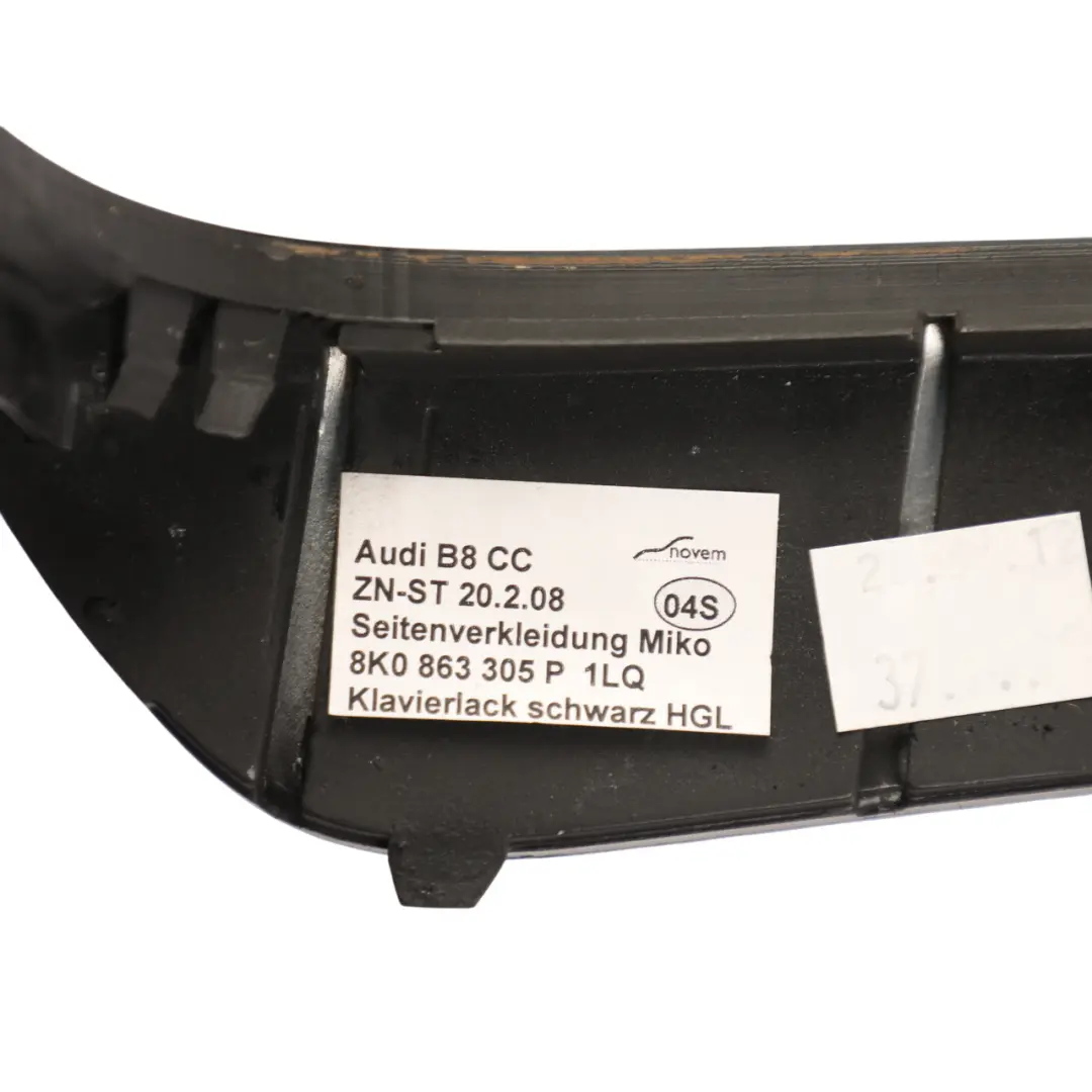 Audi A5 8T Console Cover Strip Surround Trim Panel Piano Black Set - SKU RHD-8K0863305P-1 - Part number 8K0863305P