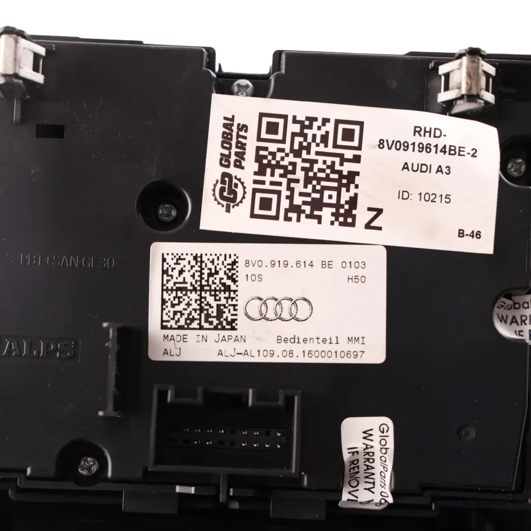 Audi A3 S3 8V Controller Center Media Sat Nav Console Trim Cup Holder Automatic - SKU RHD-8V0919614BE-2 - Part number 8V0919614BE