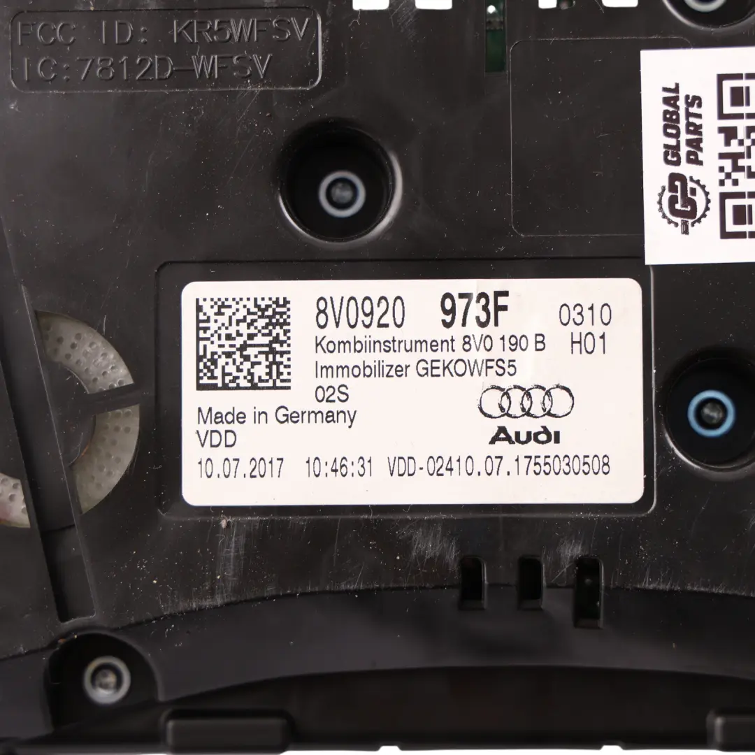 Instrument Cluster Speedometer Clocks Petrol Manual to Audi A3 8V with Part number 8V0920973F Audi A3 8V Instrument Cluster Speedometer Clocks Petrol Manual - SKU RHD-8V0920973F - Part number 8V0920973F