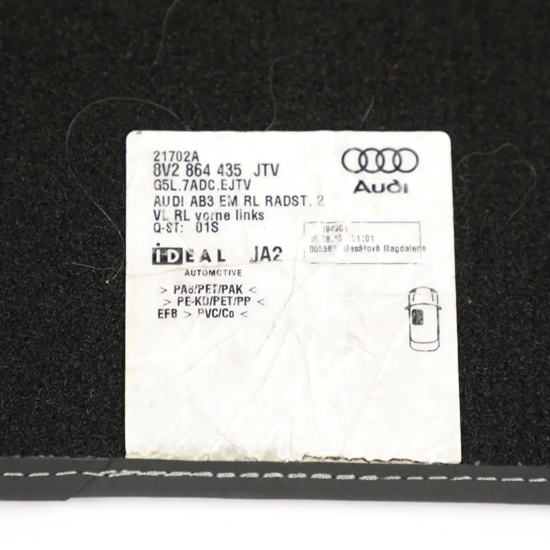 Footwell Floor Mats Set Front Rear Cloth Fabric to Audi A3 S3 8V with Part number 8V2864435 Audi A3 S3 8V Footwell Floor Mats Set Front Rear Cloth Fabric - SKU RHD-8V2864435 - Part number 8V2864435