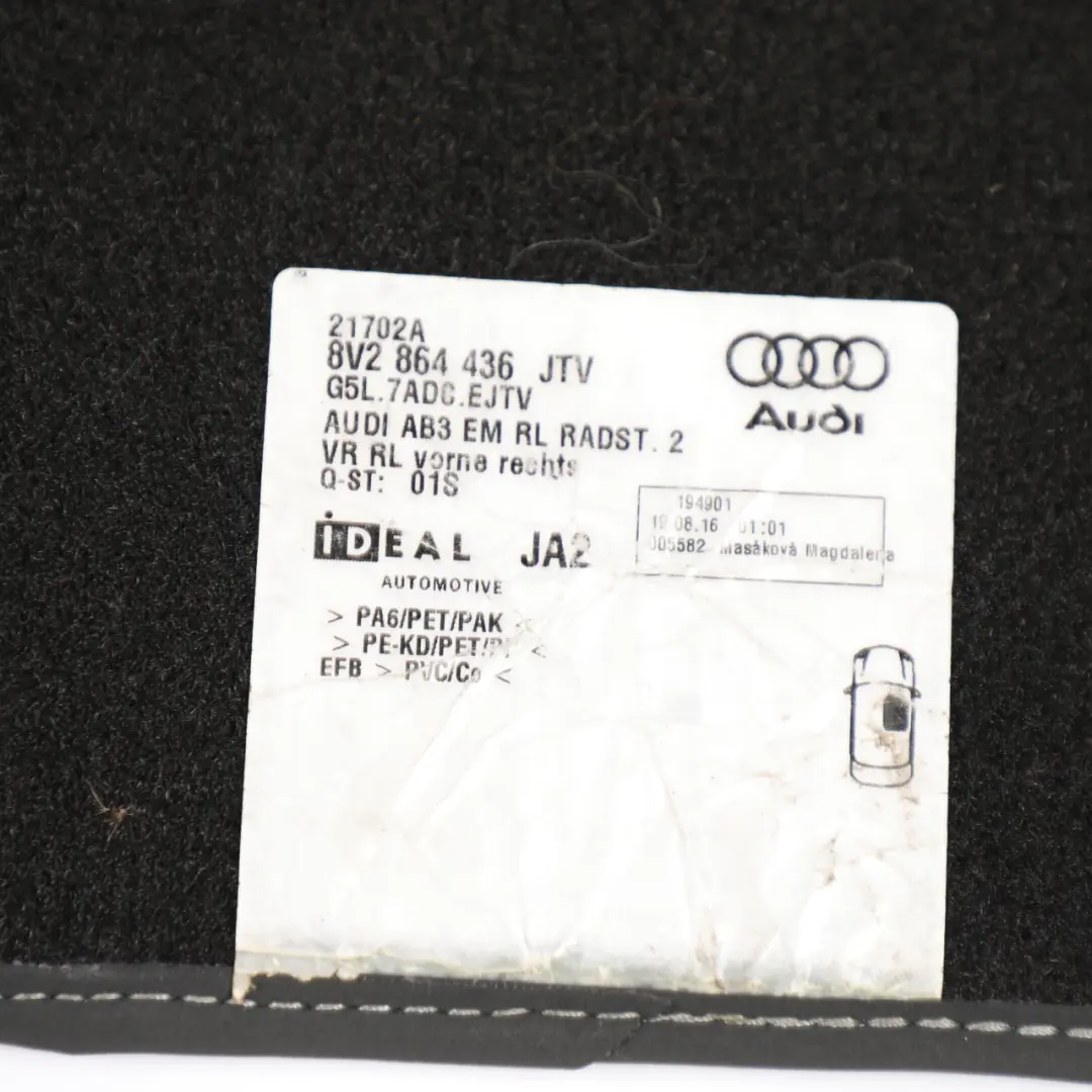 Audi A3 S3 8V Footwell Floor Mats Set Front Rear Cloth Fabric - SKU RHD-8V2864435 - Part number 8V2864435