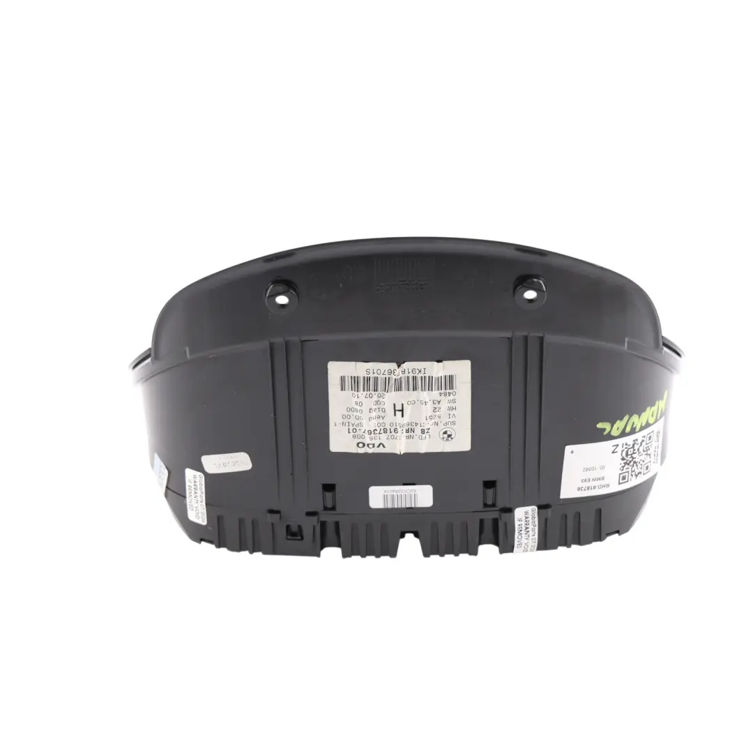 BMW E93 Instrument Cluster Speedo Speedometer Clocks Petrol Manual - SKU RHD-9187367 - Part number 9187367