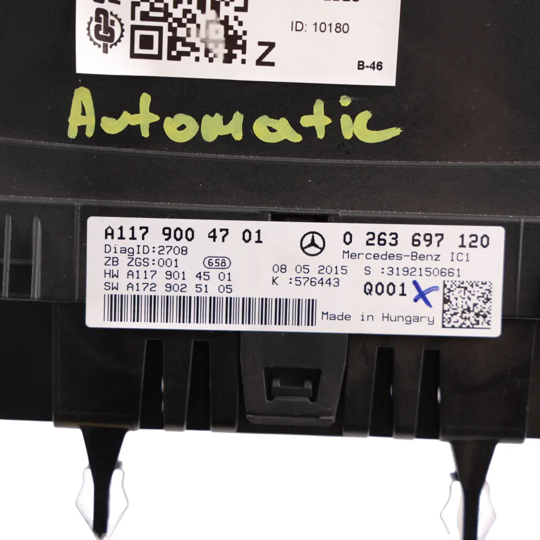 Instrument Cluster Speedo Clocks Diesel Manual to Mercedes CLA C117 with Part number A1179004701 Mercedes CLA C117 Instrument Cluster Speedo Clocks Diesel Manual - SKU RHD-A1179004701-1 - Part number A1179004701