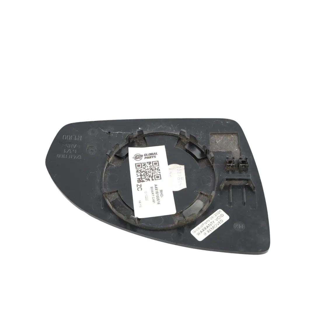 Smart Fortwo C451 Door Wing Mirror Glass Left N/S Rear View - SKU RHD-A4518100516 - Part number A4518100516