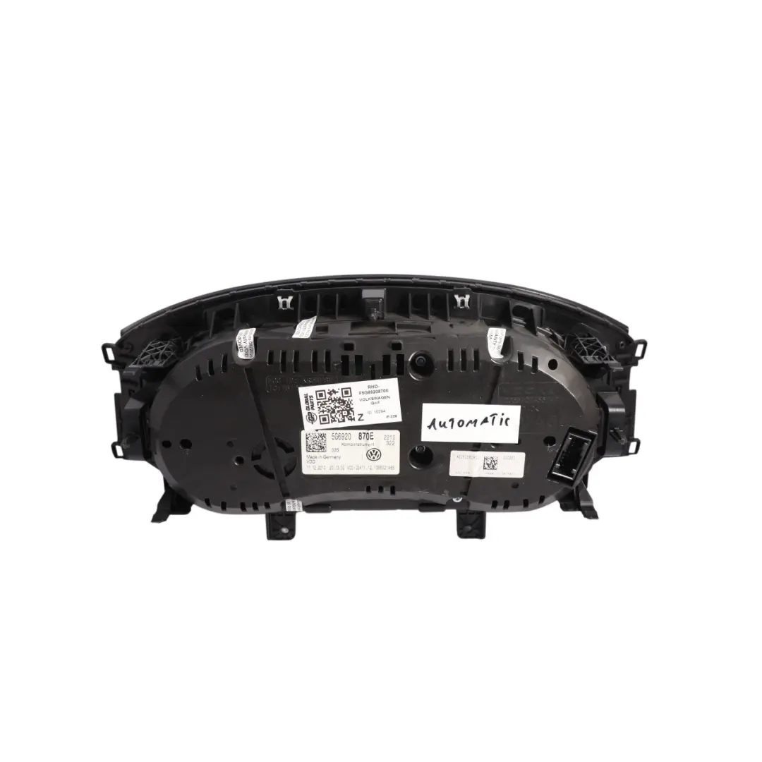 Instrument Cluster Speedo Clocks Petrol Automatic F to VW Golf R Mk7 with Part number 5G6920870E VW Golf R Mk7 Instrument Cluster Speedo Clocks Petrol Automatic F - SKU RHD-5G6920870E - Part number 5G6920870E
