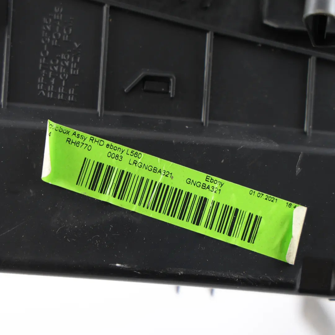 Glove Box Passenger Side Ebony L560 to Land Rover Range Rover Velar with Part number LR146258 Land Rover Range Rover Velar Glove Box Passenger Side Ebony L560 - SKU RHD-LR146258 - Part number LR146258