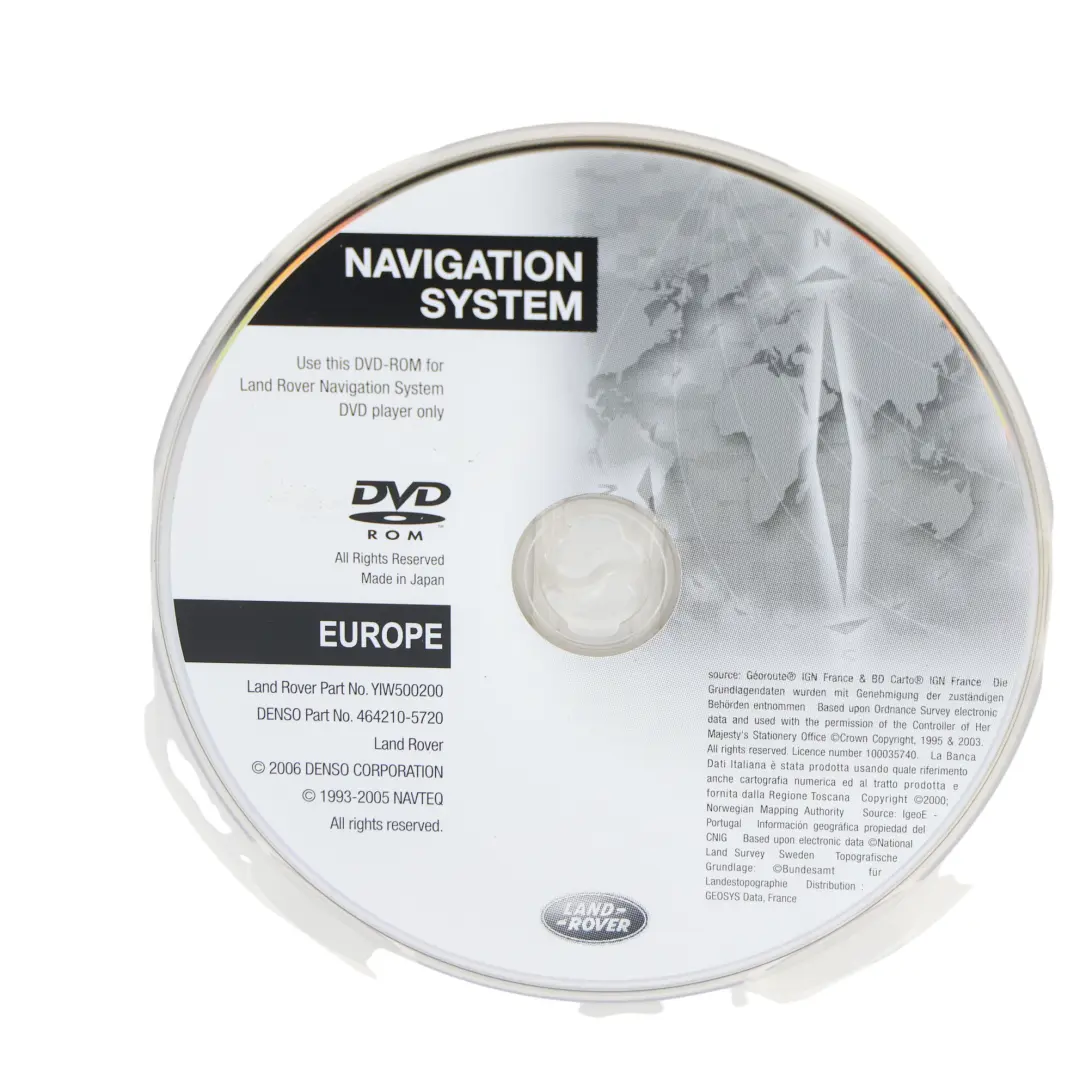 Navigation Map CD Western Europe 2006-2007 to Land Rover Range Rover L322 with Part number YIW500200 Land Rover Range Rover L322 Navigation Map CD Western Europe 2006-2007 - SKU YIW500200 - Part number YIW500200