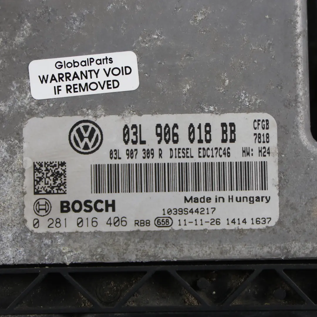 Volkswagen Golf GTD Mk6 2.0 TDI CFGB Motor Steuergerät ECU Manuell - SKU 03L906018BB - Teilenummer 03L906018BB