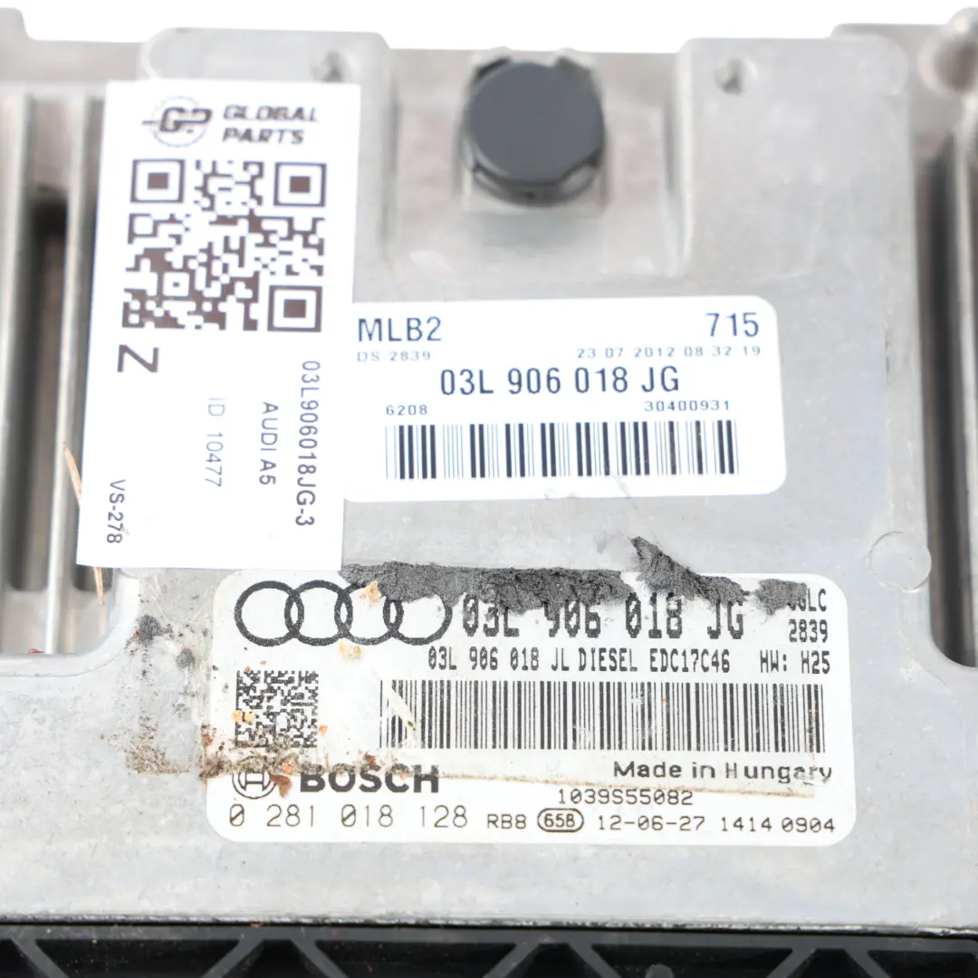 Audi A5 8T 2.0 TDI CGLC 177HP Diesel Engine Control ECU Kit Manual - SKU 03L906018JG-3 - Part number 03L906018JG