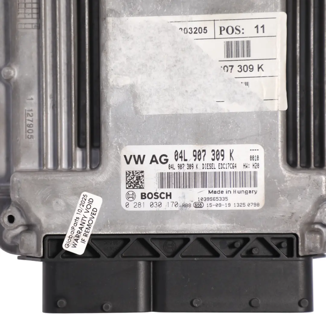 Volkswagen Sharan 5N 2.0 TDI CUVA Engine ECU Kit BCM Key Manual - SKU 04L907309K-2 - Part number 04L907309K