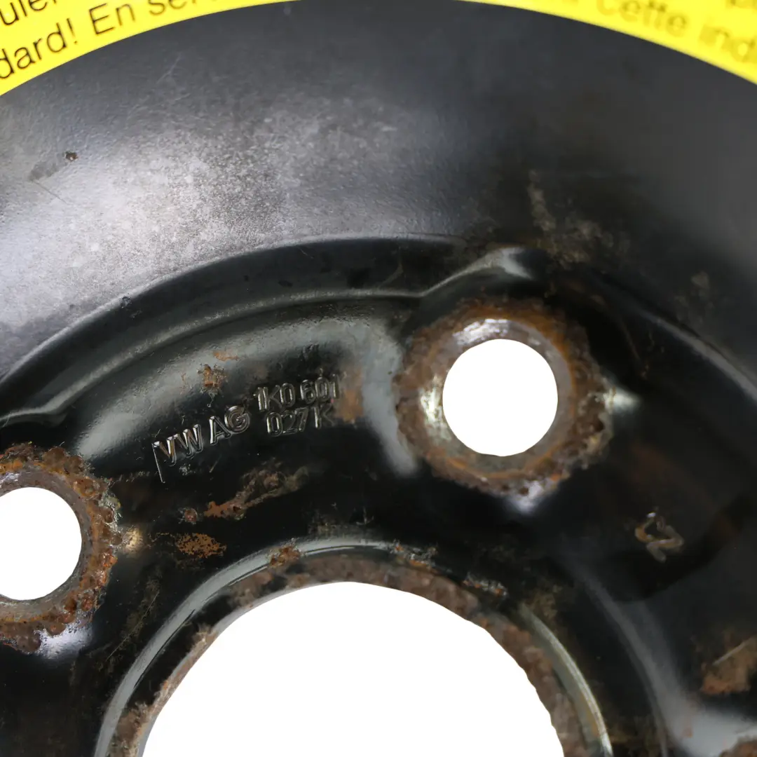 Spare Wheel Steel Rim R16 6.5J ET50 to Skoda Octavia II with Part number 1K0601027K Skoda Octavia II Spare Wheel Steel Rim R16 6.5J ET50 - SKU 1K0601027K-2 - Part number 1K0601027K