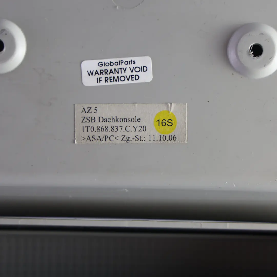 Plafoniera Interna Vano Portaoggetti Grigio per Volkswagen Touran 1T con numero di parte 1T0868837C Volkswagen Touran 1T Plafoniera Interna Vano Portaoggetti Grigio - SKU 1T0868837C - Numero di parte 1T0868837C