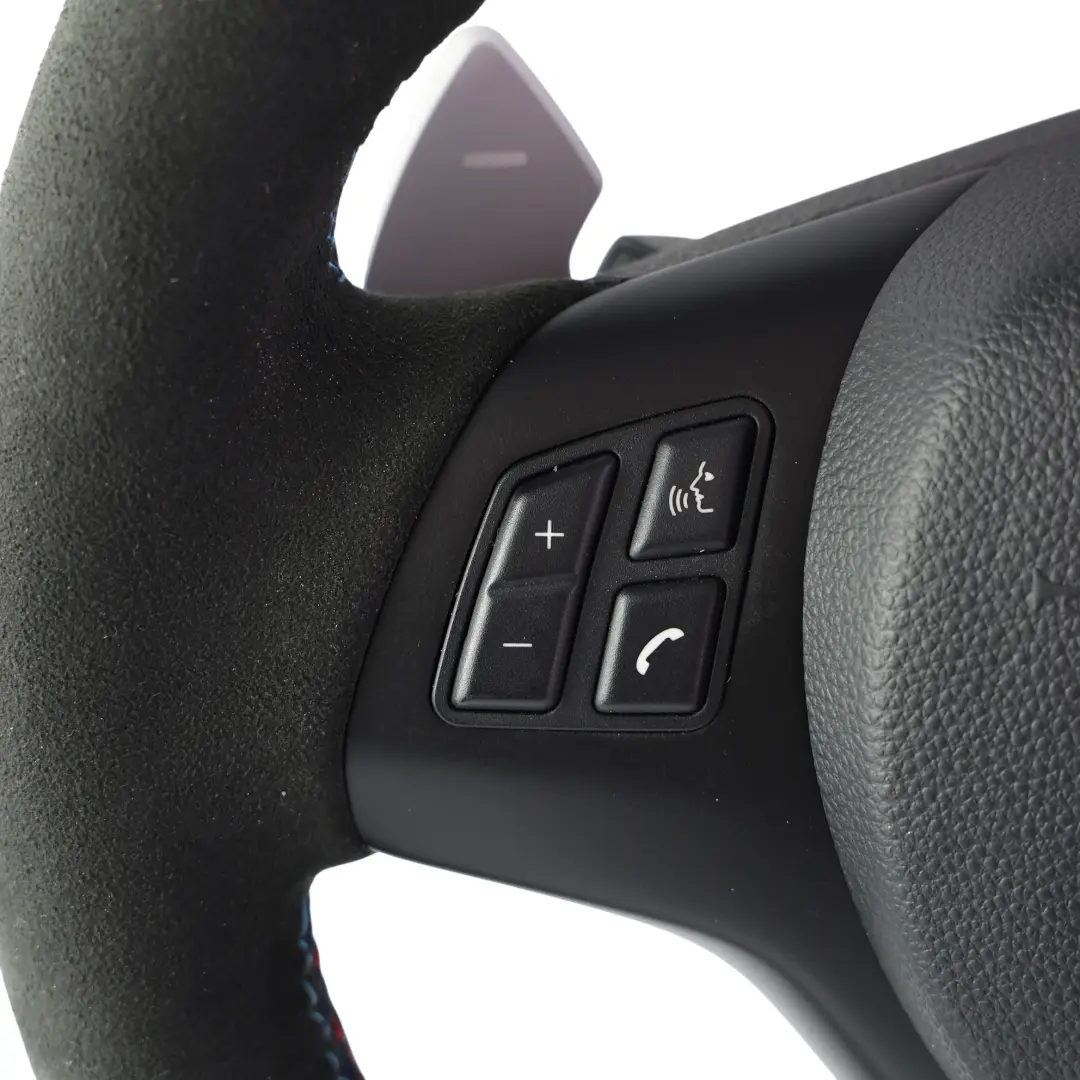 Steering Wheel NEW Black Leather M-Sport Thick Paddle Shift to BMW E90 E92 E93 M3 with Part number 2283738 BMW E90 E92 E93 M3 Steering Wheel NEW Black Leather M-Sport Thick Paddle Shift - SKU 2283738-2-SET - Part number 2283738