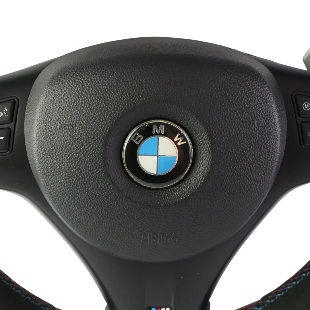 Steering Wheel NEW Black Leather M-Sport Thick Paddle Shift to BMW E90 E92 E93 M3 with Part number 2283738 BMW E90 E92 E93 M3 Steering Wheel NEW Black Leather M-Sport Thick Paddle Shift - SKU 2283738-2-SET - Part number 2283738