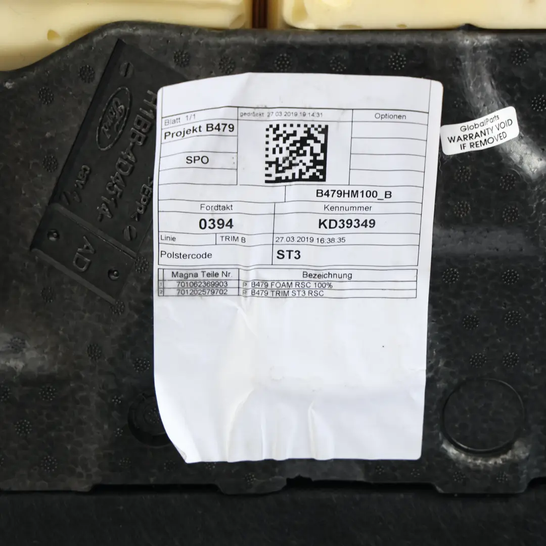 MK8 Base Asiento Trasero Cuero/Tela Ébano para Ford Fiesta con número de pieza 2452052 Ford Fiesta MK8 Base Asiento Trasero Cuero/Tela Ébano - SKU 2452052 - Número de pieza 2452052