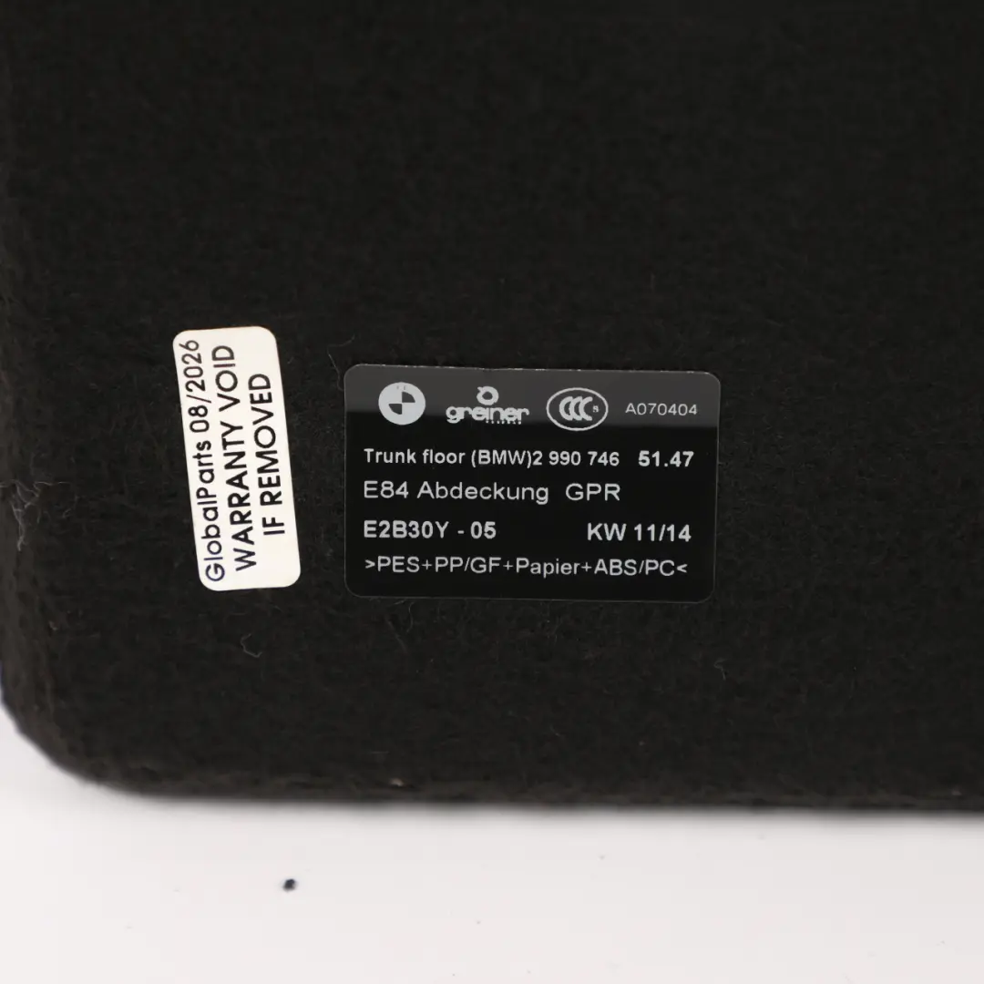 Boot Floor Cover Carpet Luggage Compartment Black to BMW X1 E84 with Part number 2990746 BMW X1 E84 Boot Floor Cover Carpet Luggage Compartment Black - SKU 2990746-3 - Part number 2990746