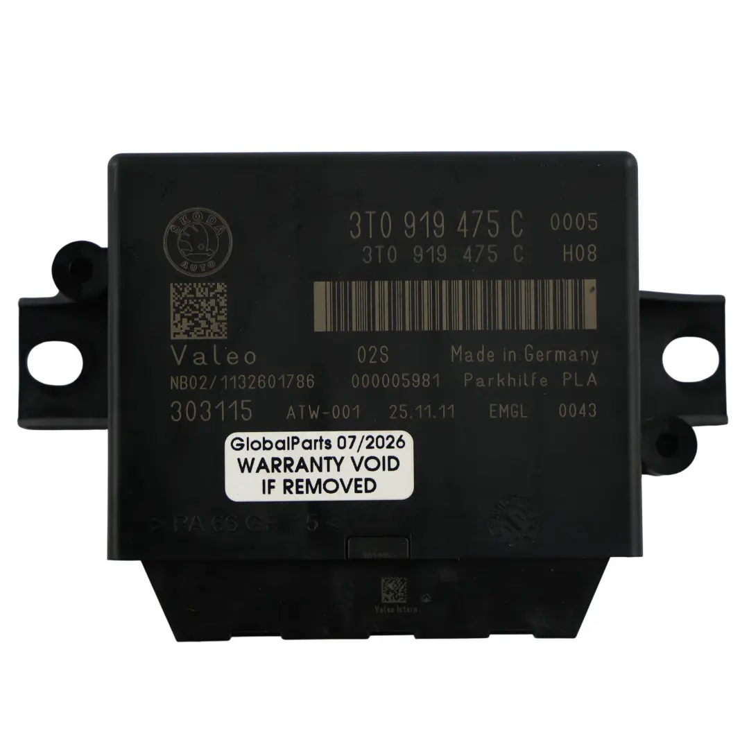 PDC Parking Sensor Control Unit Module to Skoda Yeti 5L with Part number 3T0919475C Skoda Yeti 5L PDC Parking Sensor Control Unit Module - SKU 3T0919475C - Part number 3T0919475C