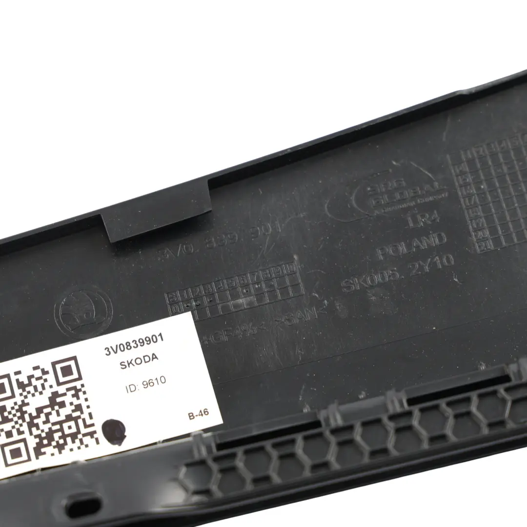 Skoda Superb MK3 Rear Door B Pillar Cover Trim Panel Left N/S Side - SKU 3V0839901 - Part number 3V0839901
