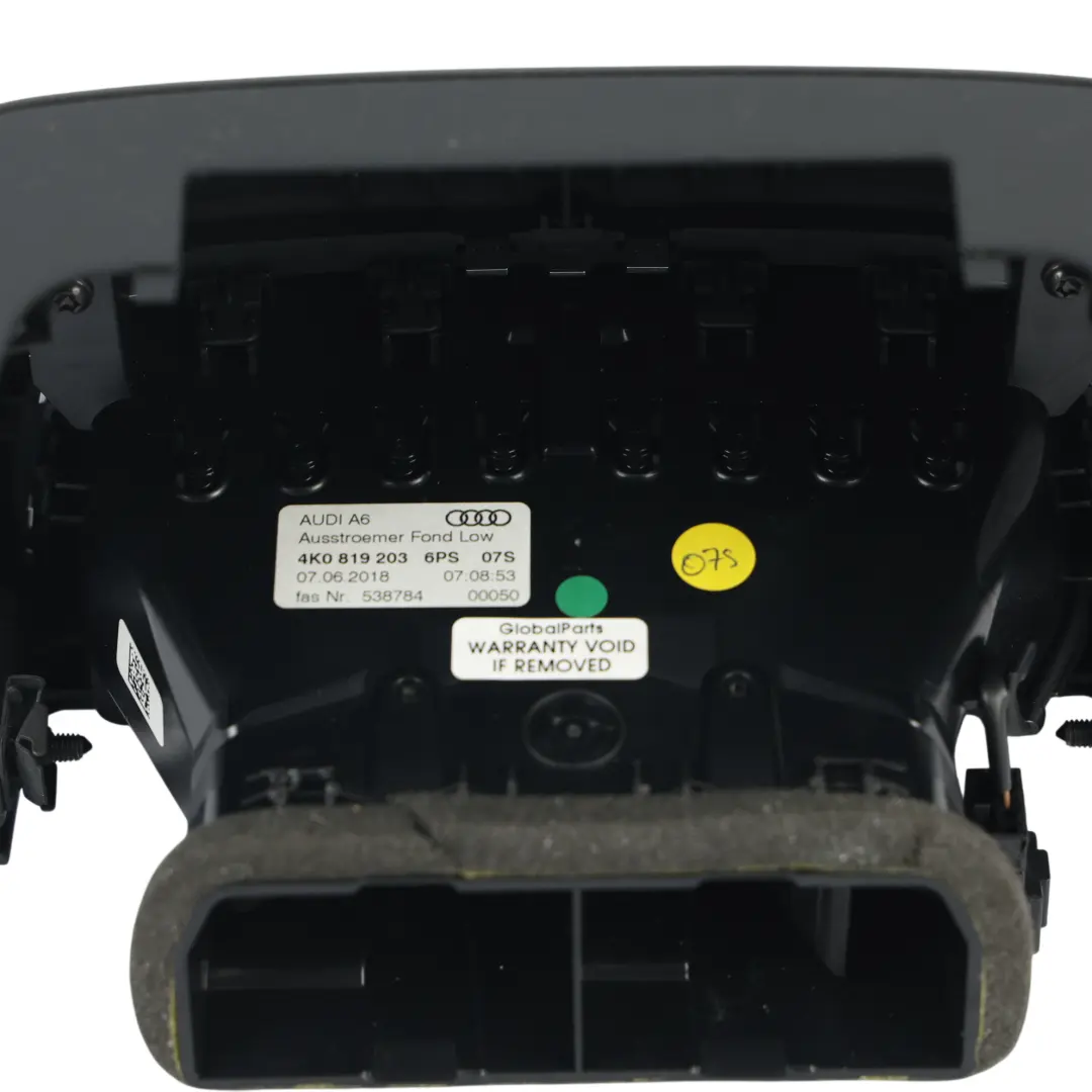 Audi A6 C8 Rear Centre Console Tunnel A/C Air Vent Outlet Cover Grille - SKU 4K0819203-1 - Part number 4K0819203