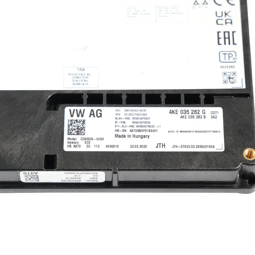 Audi A4 B9 Modulo Unità Controllo Telematica Bluetooth ECU - SKU 4KE035282G - Numero di parte 4KE035282G