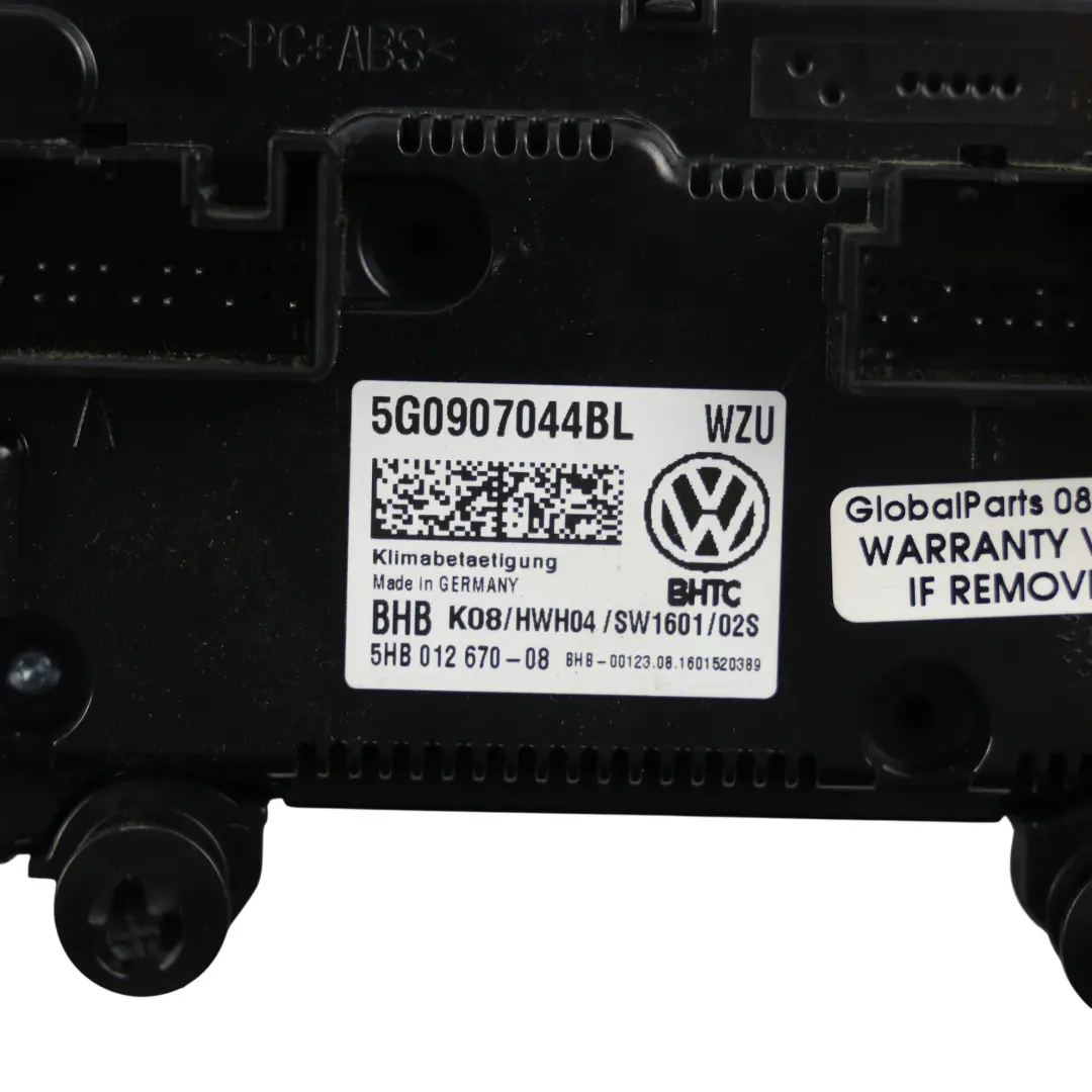 Panel Sterowania Klimatyzacją do Volkswagen Golf Mk7 o numerze 5G0907044BL Volkswagen Golf Mk7 Panel Sterowania Klimatyzacją - SKU 5G0907044BL - Numer Części 5G0907044BL