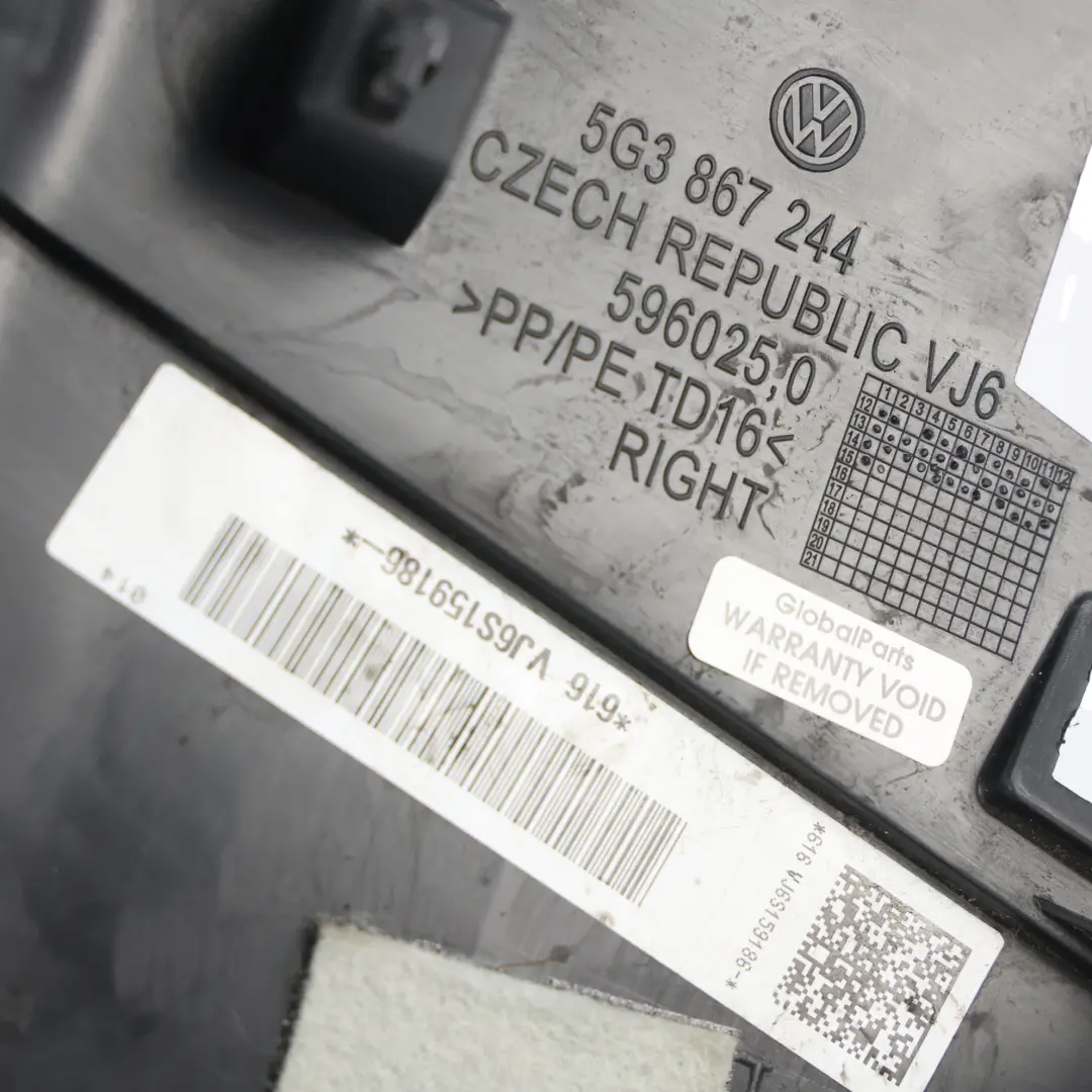 B-Säule Verkleidung Vorne Rechts Schwarz für Volkswagen Golf MK7 mit Teilenummer 5G3867244 Volkswagen Golf MK7 B-Säule Verkleidung Vorne Rechts Schwarz - SKU 5G3867244 - Teilenummer 5G3867244