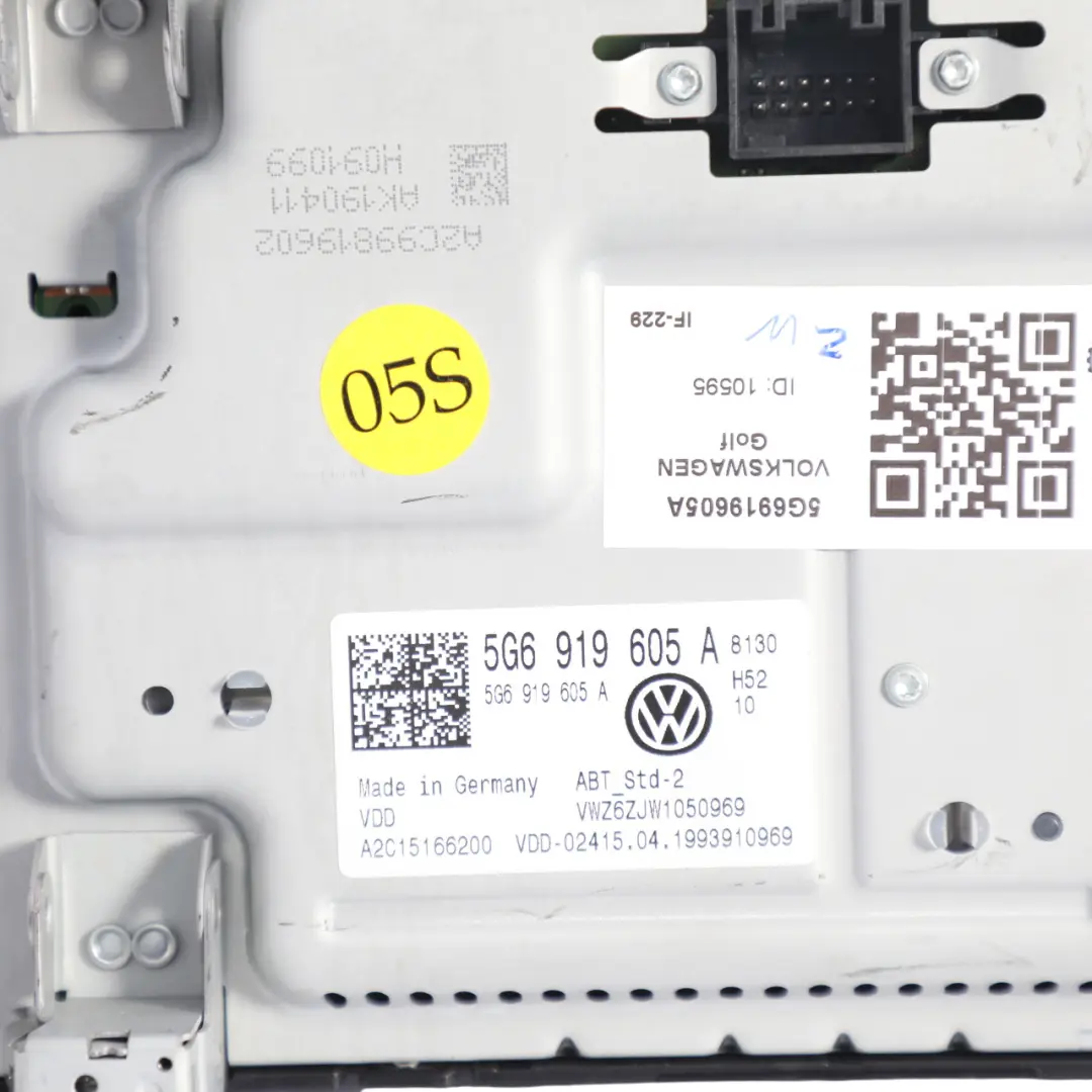 VW Volkswagen Golf Mk7 VII Multimedia Sat Nav Radio Display Screen - SKU 5G6919605A - Part number 5G6919605A