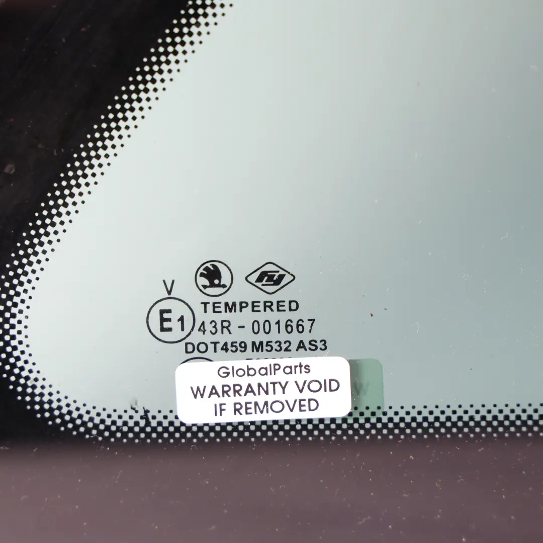Skoda Fabia Rs 5j Rear Quarter Light Window Glass Right O/S Tinted - SKU 5J9845298L - Part number 5J9845298L