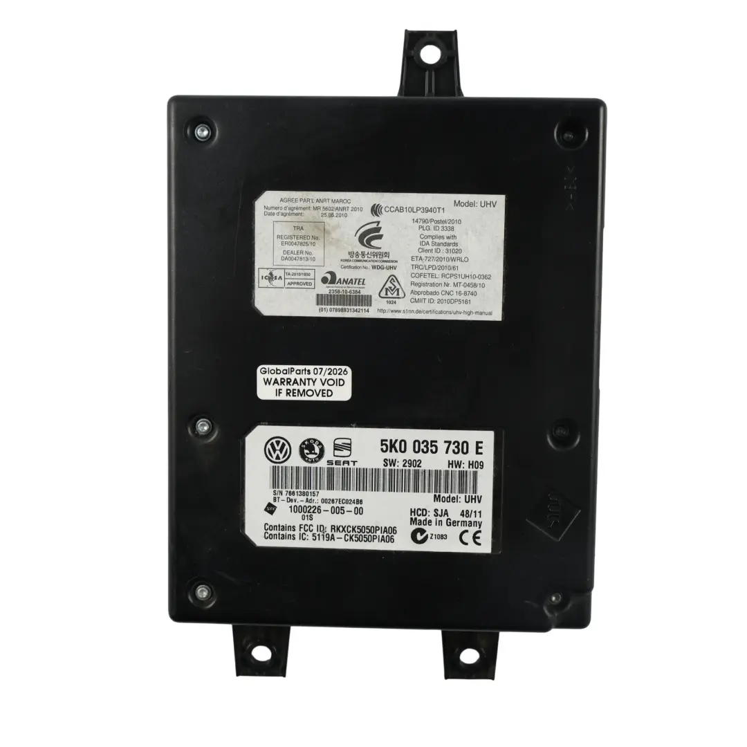 Bluetooth Steuergerät Modul für Skoda Yeti 5L mit Teilenummer 5K0035730E Skoda Yeti 5L Bluetooth Steuergerät Modul - SKU 5K0035730E - Teilenummer 5K0035730E
